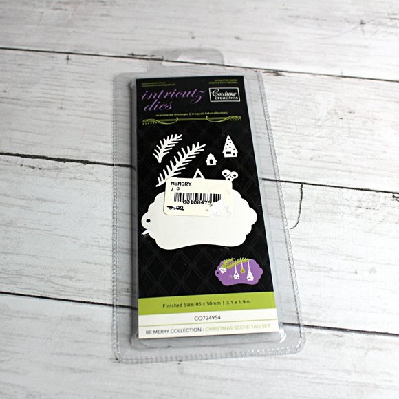 Couture Creations Christmas Tree Gift Tag Holly Metal Cutting Die - Picture 2 of 4